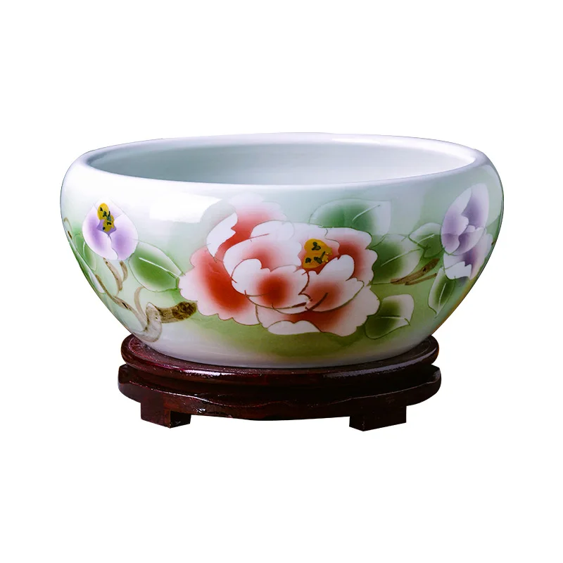 Ceramic fish tank living room small desktop household water lily daffodil ecological pot goldfish turtle special tank