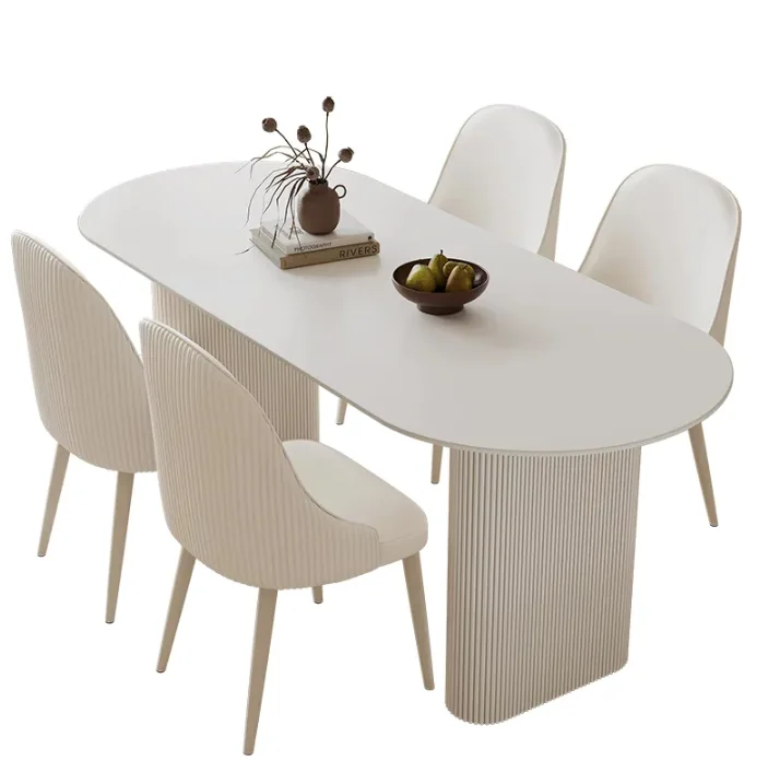 

Light Luxury Style Restaurant Island Dining Table Integrated Designer Small Apartment Home Marble Semi-circular Dining Table