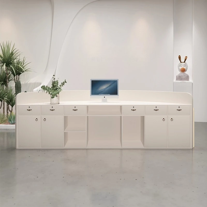 Light luxury semi-circular bar counter cabinet checkout page beauty salon clothing store curved simple modern front desk Interne
