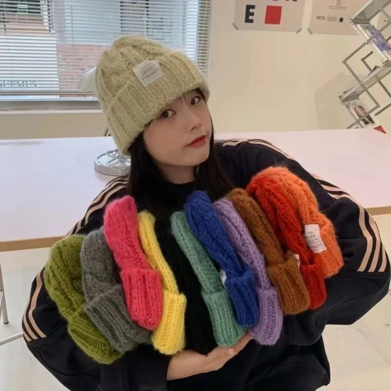 Unisex Thread Knitted Hat Winter Keep Warm Hats Female Beani