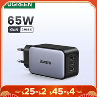 UGREEN 65W GaN Charger Quick Charge 4.0 3.0 PPS PD 3.0 Fast Charger 3 USB C For Macbook Air Laptops Tablets iPhone 16 15 14 Pro