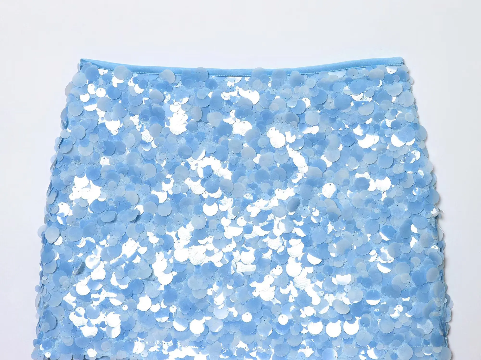 HH Elegant Women Solid Sequined Slim Mini Skirt 2025 Sparkling Party Style Skirt Female Sexy High Waist Short A-Line Skirt