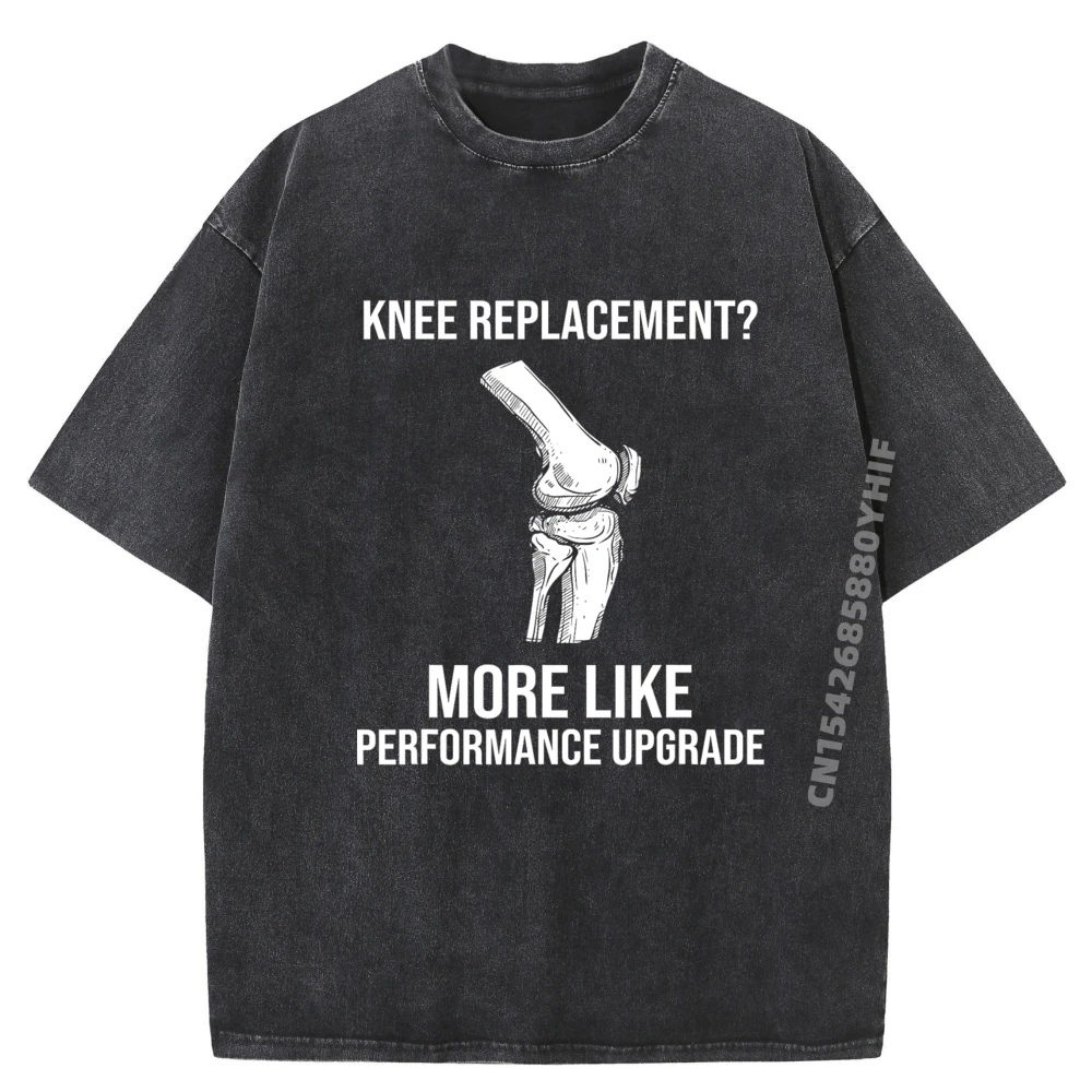 

Funny Knee Replacement Therapy Surgery Recover Knee Injury Graphic T Shirt Comfortable Washed Shirt For Men
