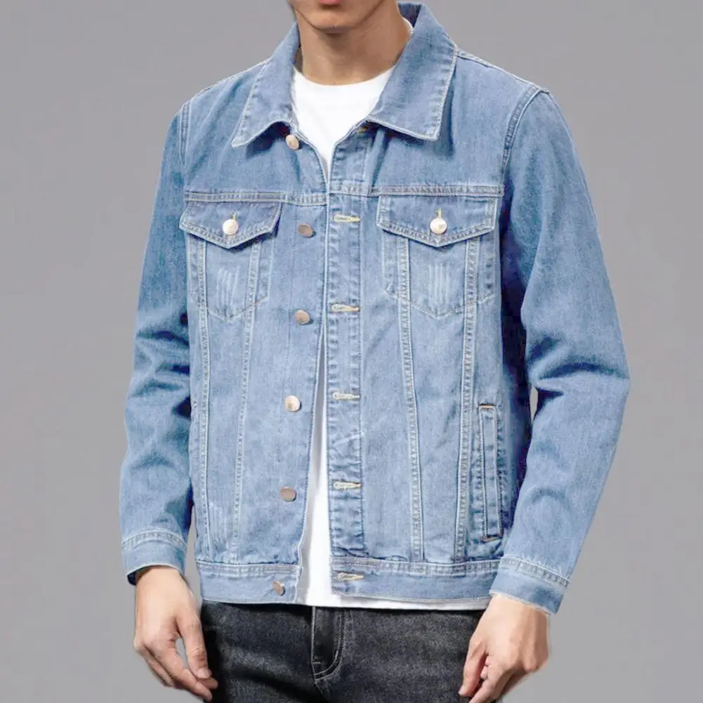 Men Jacket Colorfast Coat Outwear Young Style Single-breasted Turn-down Collar Denim Cardigan Spring Jacket Casual Men Jacket