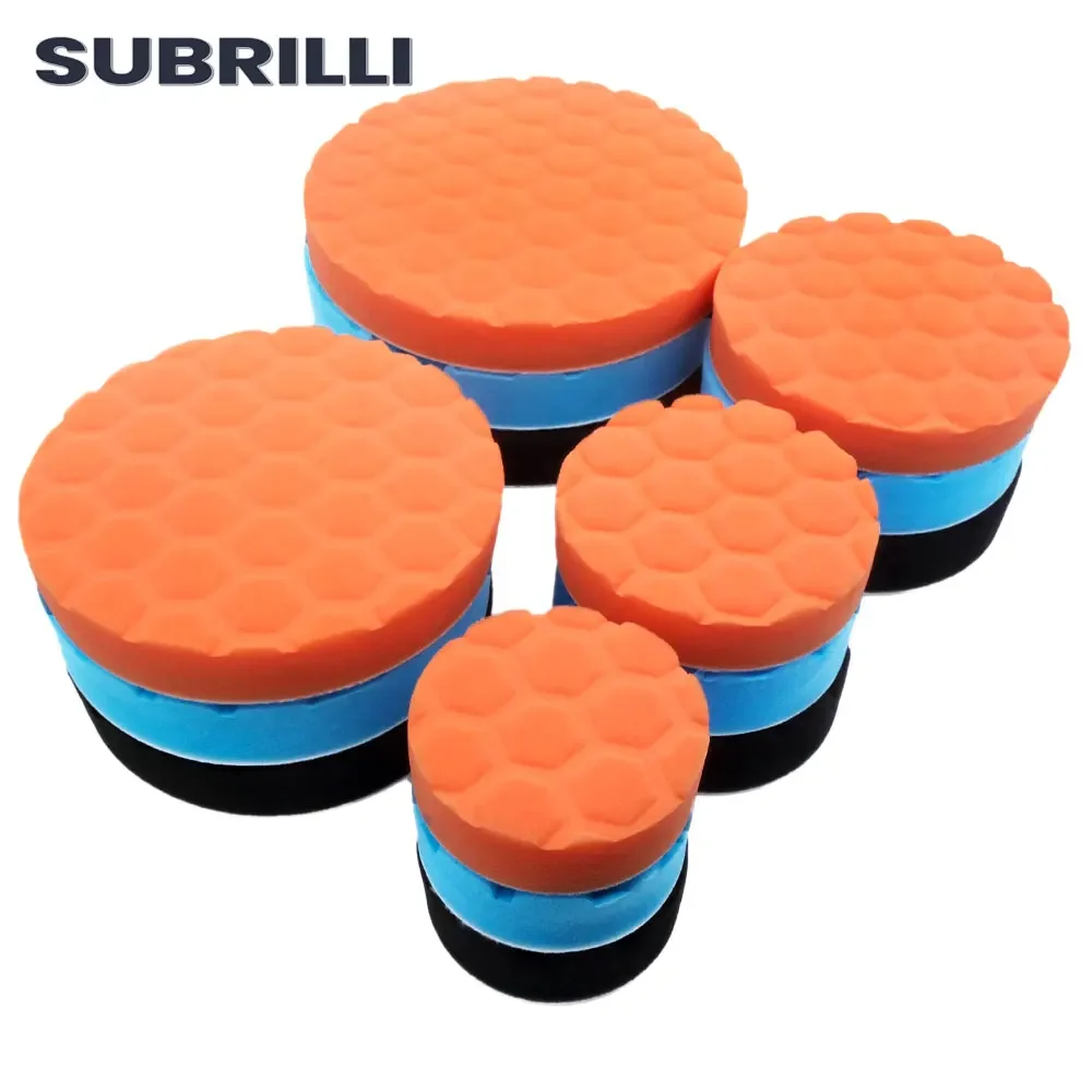 SUBRILLI 3/4/5/6/7 นิ้วรถผลิตภัณฑ์ขัดแว็กซ์ฟองน้ําล้อขัด Buffing Disc ชุด Backer วาง 5/16 "-24 T