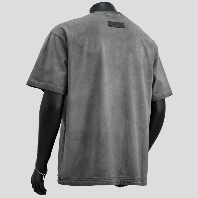 

Свободная мужская потертая футболка в стиле ретро с короткими рукавами и принтом, модная мужская одежда в уличном стиле, летний серый топ