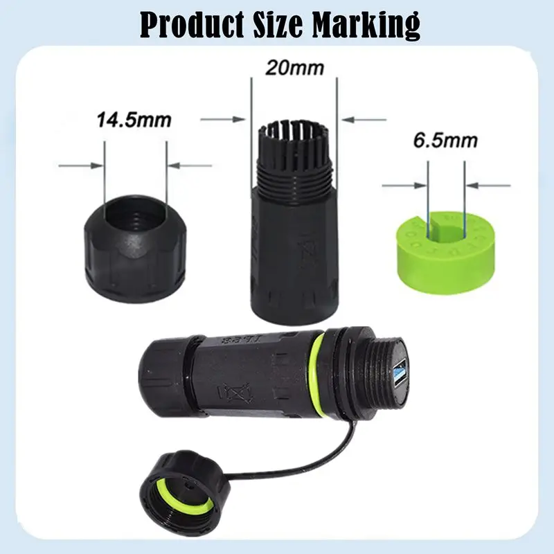 M20 USB3.0 Female to Female 5Gbps Nylon Waterproof and Dustproof Plug For Charging Car Data Communication Socket IP68