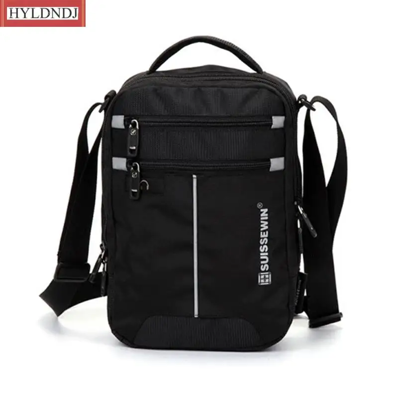 Bolsa Crossbody Suíça Masculina, Bolsa de Ombro, Maleta de Lazer, Pequena Bolsa Mensageiro, Tablets e Documentos, Preta, 9,7 polegadas, 11 polegadas