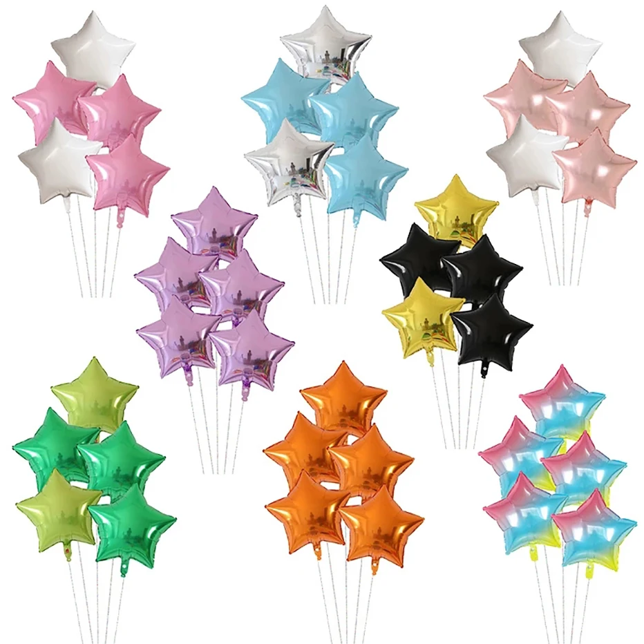 5Pcs 18Inch Colorful Pentagram Balloon Five Star Air Globos Baby Shower Supplies Birthday Party Decoration Accessories Kids Toys