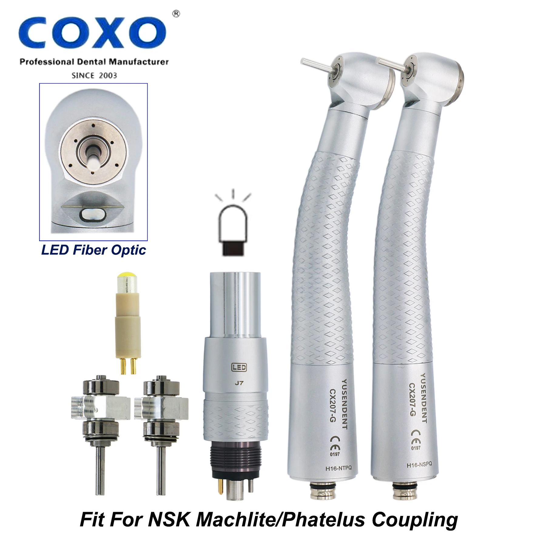 KaVo Multiflex NSK Phatelus Sirona LED Coupler Coupling 6Pin Fit COXO Dental High Speed Fiber Optic Air Turbine Handpiece CX207G