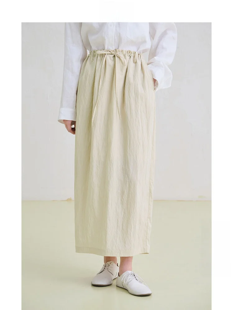 

Travel Original Texture Micro Wrinkle Lyocell Cotton Bud f Skirt Artistic Sle 3D Long f Skirt Women's Faion