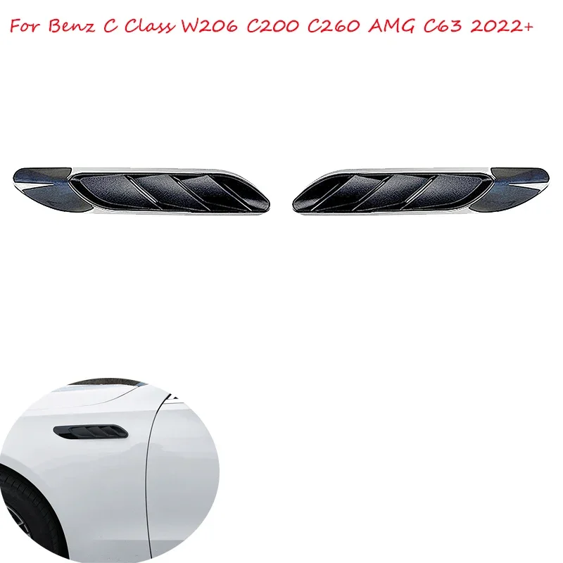 

Для Mercedes Benz C Class W206 C200 C260 C63 AMG 2022+ Автомобильное переднее крыло, вентиляционное отверстие, наклейки, накладка на впускной канал, крышка