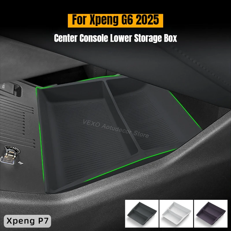 

For Xpeng G6 2025 Car Center Console Lower Storage Pad Silicone Under Storage Box Compartment Tray Organizer Electric Vehicle