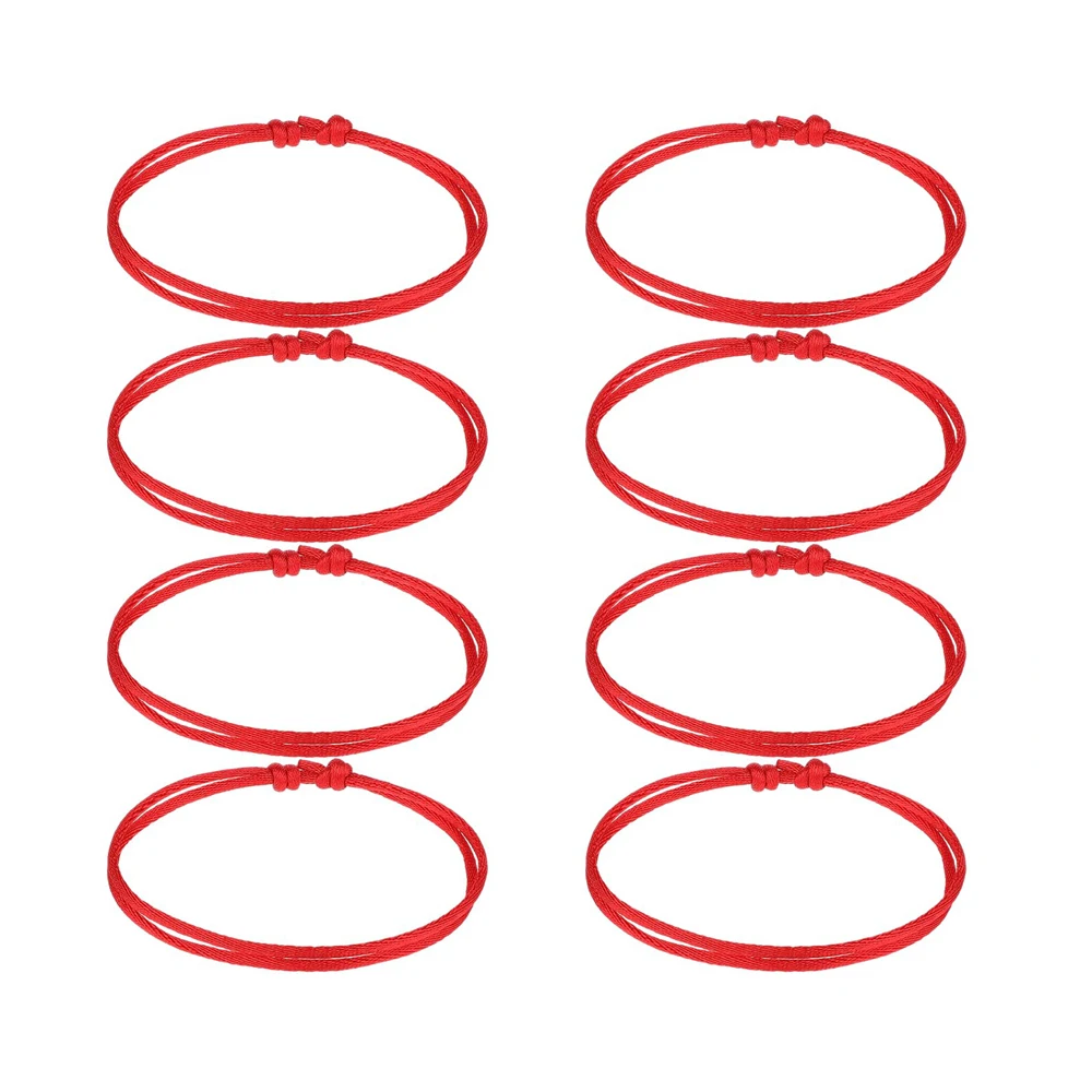 8 Piece Red Cord Bracelet Set Adjustable Kabbalah Knot String Bracelets for Friendship, Good Luck, Graduation, Birthday, Lovers