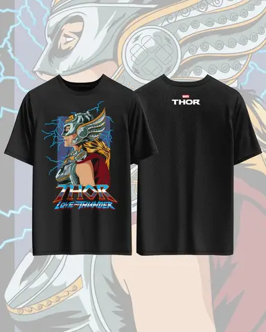 Marvel Thor Pattern Printed Cotton T-shirt for Men and Women Trendy Anime Style Shirt  Casual Fashion Loose T-shirt Streetwear