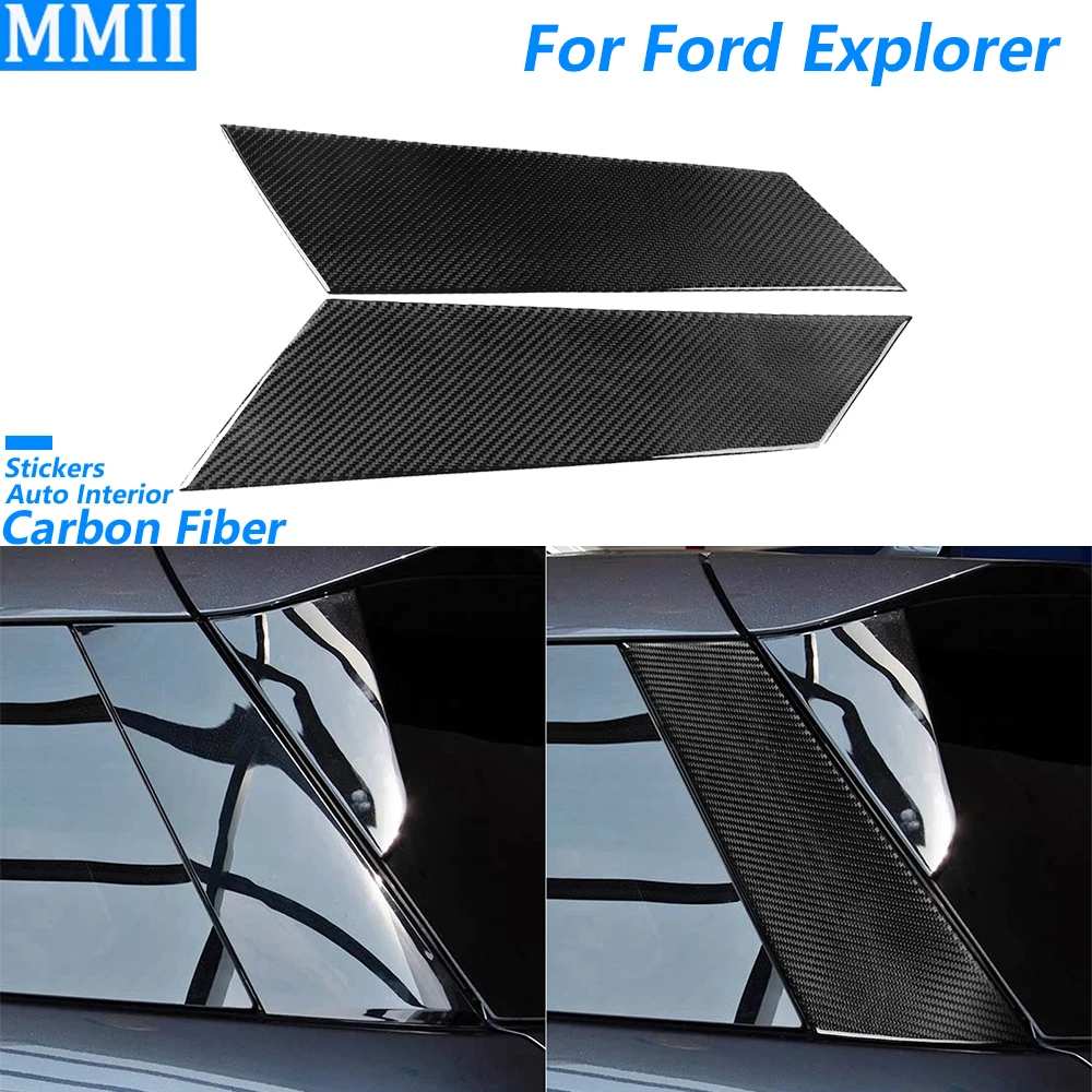 لفورد اكسبلورر 2020 2021 2022 2023 ألياف الكربون الخارجي D-عمود لوحة غطاء الزخرفية اكسسوارات السيارات لاصقة تزيين #1