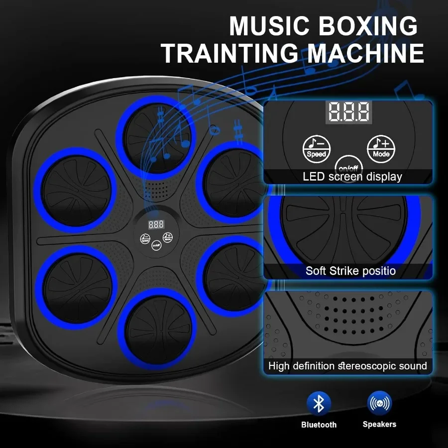 Elektroniczne, montowane na ścianie, muzyczne sprzęt do treningu bokserskiego LED dla dorosłych z możliwością połączenia Bluetooth, z 9 trybami i 9 prędkościami