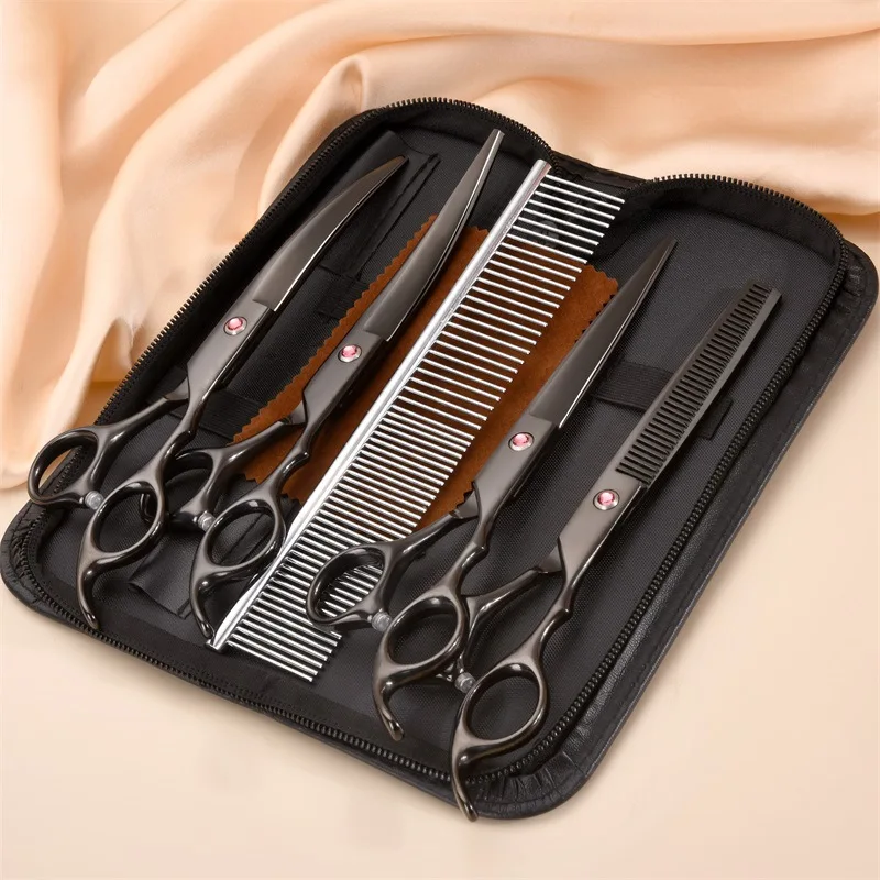 

Curved Dog Grooming Scissors Kit Pet Hair Trimming Tools for Dog Face Body Grooming Perfect for Home use and Pet Grooming Salon