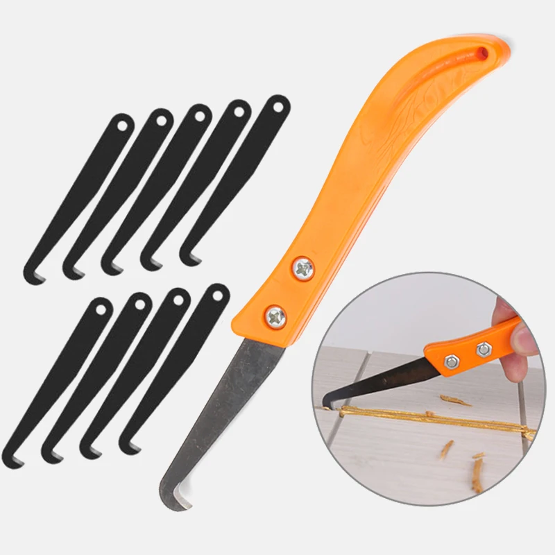 Herramienta profesional de reparación de huecos de azulejos, herramienta de mano de limpieza y eliminación de lechada, colgador de muescas, cuchillo