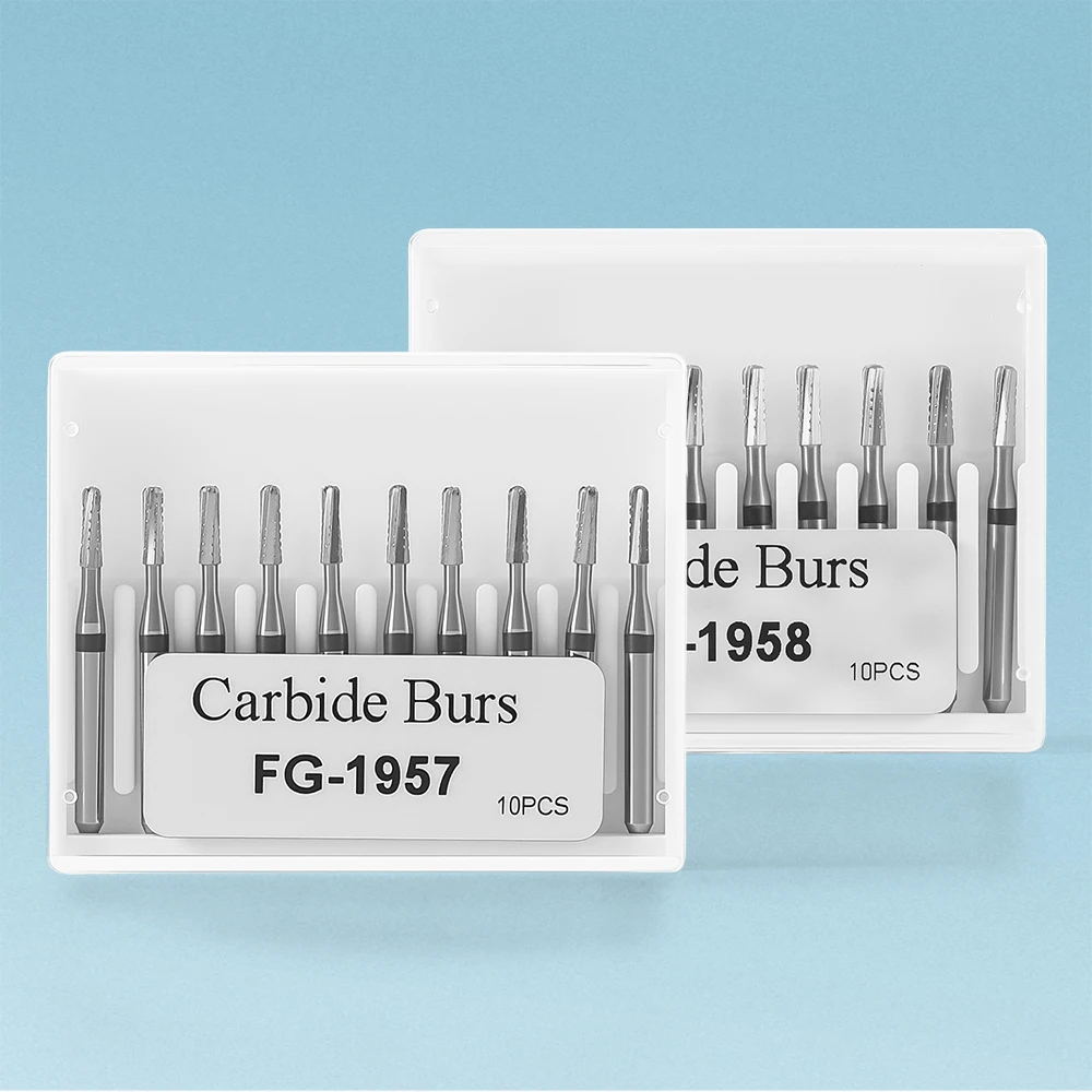 10 teile/schachtel Dental Hartmetall Bohrer Metall Schneiden 1,6mm FG1957/FG1958 Für High Speed Handstück Zahn Restaurierung AZDENT – Detail 1