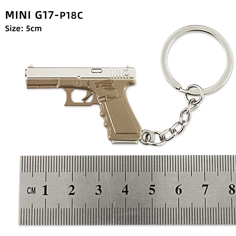 Tot Gun Keychain Alloy Weapon G17 P18C Mini Full Metal Model Game Periphery Light Key Chain Pistol Toy Birthday Gifts for kids