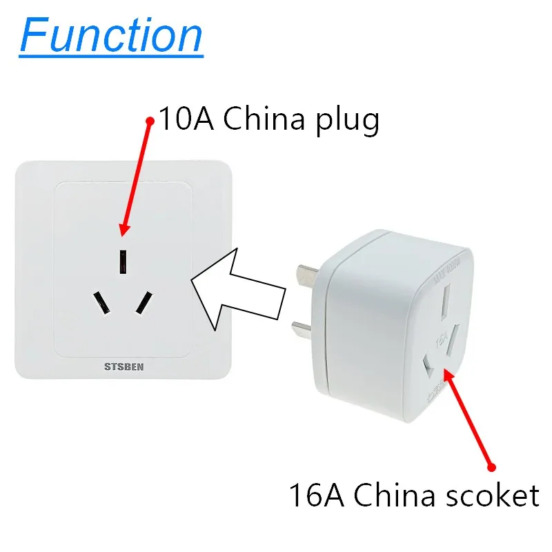 10A to 16A China Plug Adapter Socket Converter For Air-Con AC250V 4000Watts