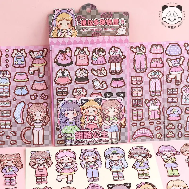 Telado Dressing House Summer Time Princess Wears Cute Girl Children's Handheld Ledger Stickers and Paper Tape