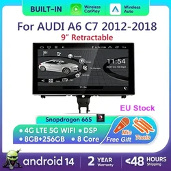 Android 14 Carplay Car Multimedia Player For Audi A6 C7 A7 2012~2018 Touch Screen 4G Music Stereo GPS Navi 8+256GB Auto Radio