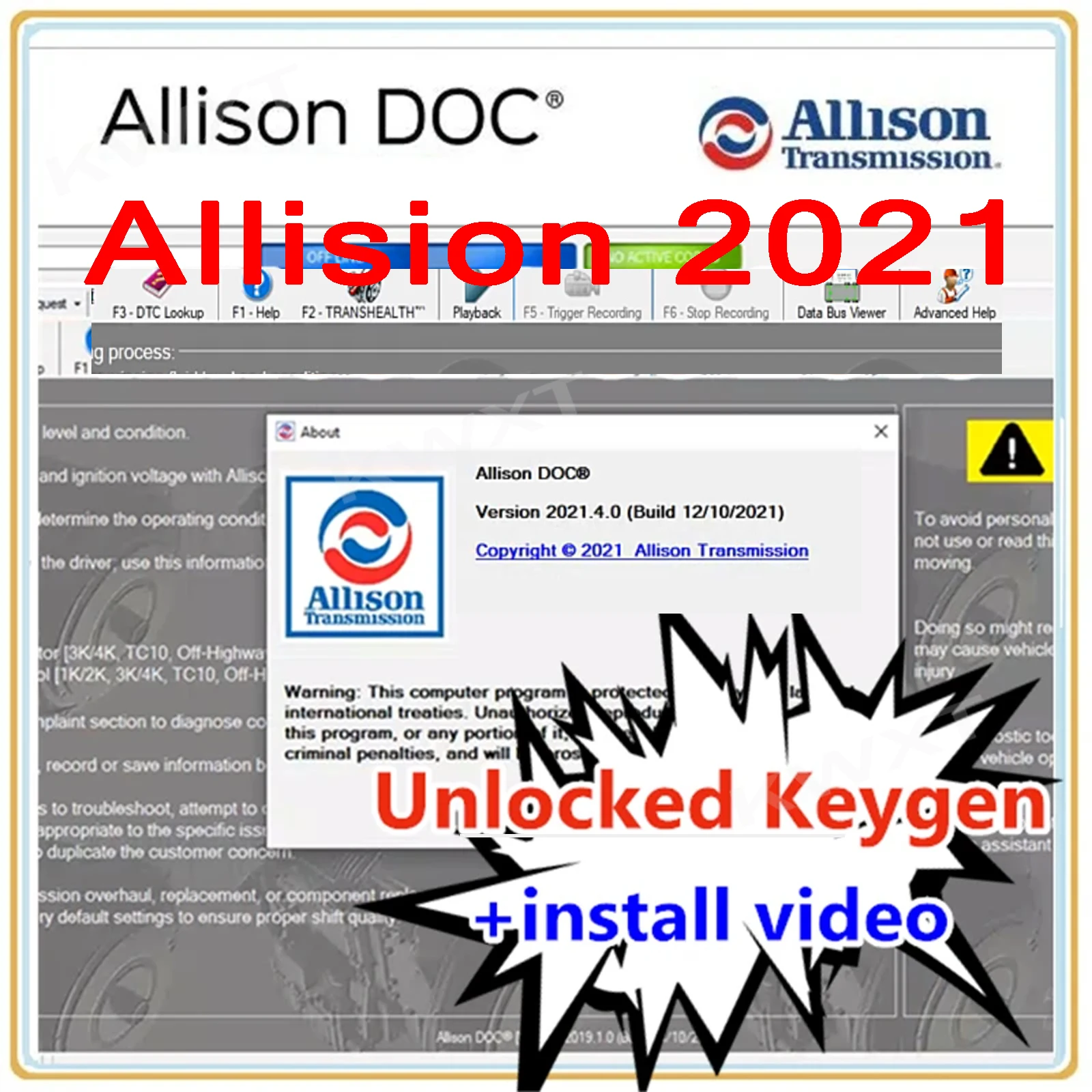 Keygen FULL Allison DOC 2021/ 2019 + GEN5 File Transmission PC-Service Tool Can Work for NEXIQ Tool Support Remote Installation