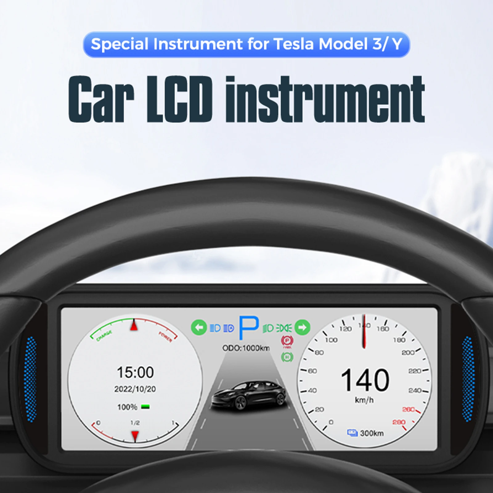 6.8-inch Dashboard Left/Right Turn Signals Total Mileage Speed Real Time Display Fit for CarPlay and Android Auto Intelligent Dashboard for Model Y 2019-2025 and for Model 3 2021-2025