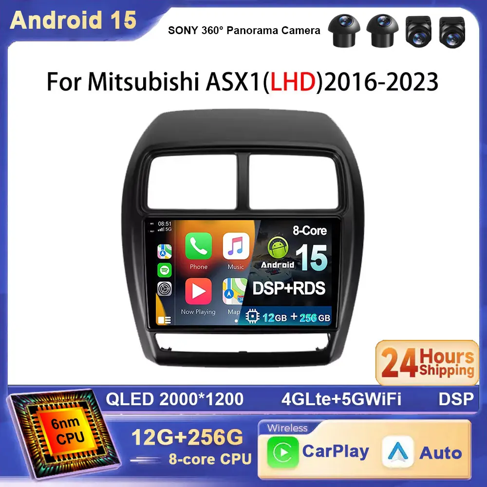 Para Mitsubishi ASX 1 2016 - 2023 Android 15 volante a la izquierda Carplay Auto GPS Radio de coche navegación reproductor de vídeo Multimedia 4G BT