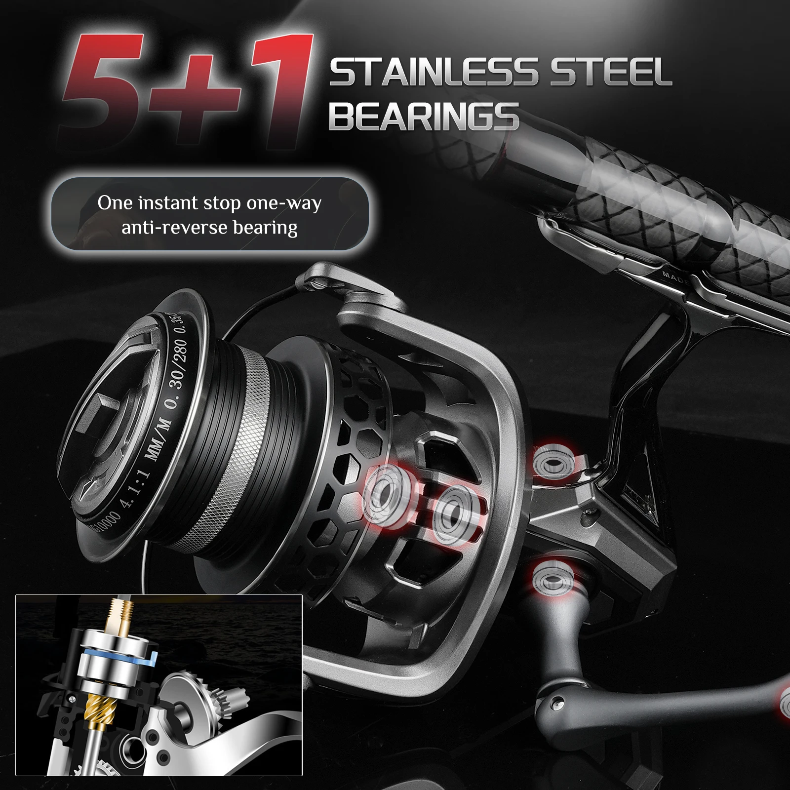 Carrete Spinning Rooblinos AG Ultraligero – Gran freno, agua salada - imagen 5