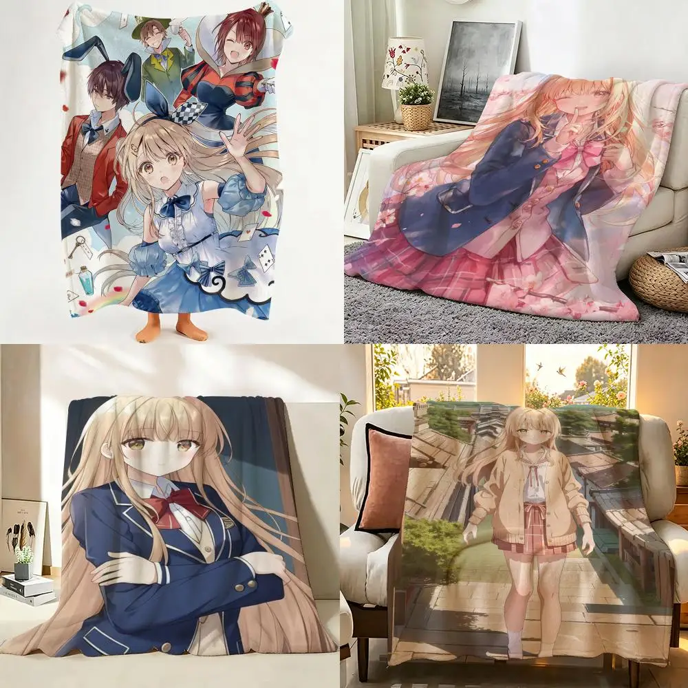 Anime The Angel Next Door Spoils Me R-Rotten Throw Flannel Throw Blanket Suitable for Sofa、Living Room、Bedroom