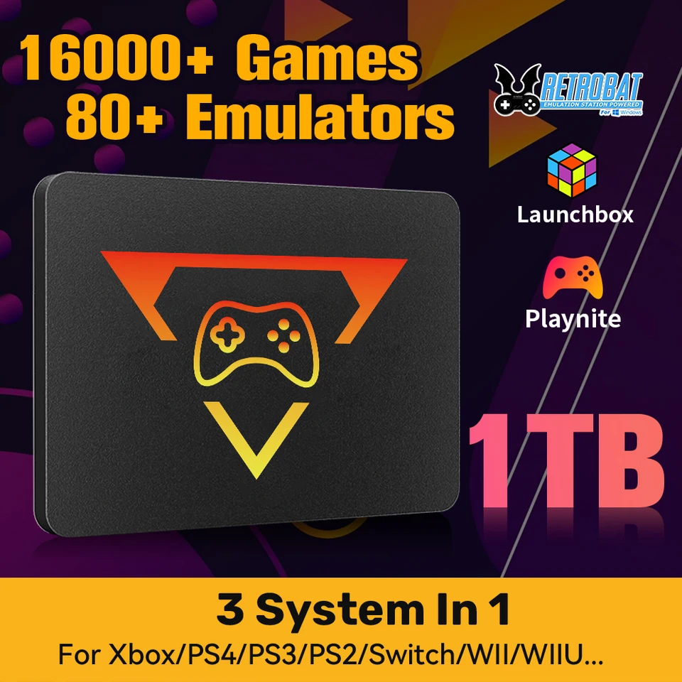 PlayZone 1TB Portable External Game SSD Handheld Game Console For