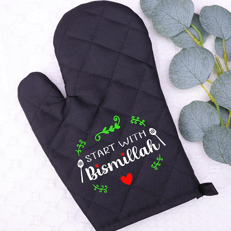 start with bismillah Ramadan Mubarak pot holder apron Oven Mitt happy Eid al-Fitr Muslim Islamic Kareem Iftar housewarming gift