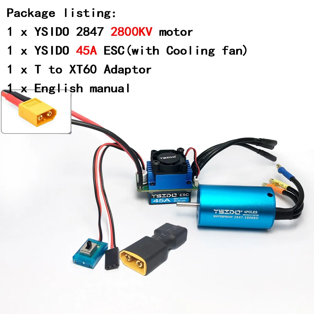 2435/2440/2838/2847 borstelloze motor 35A/45A ESC-combo voor Wltoys 124016   Remo Hobby XLH Timaya Redcat 1/12 1/14 1/16 RC Bootauto