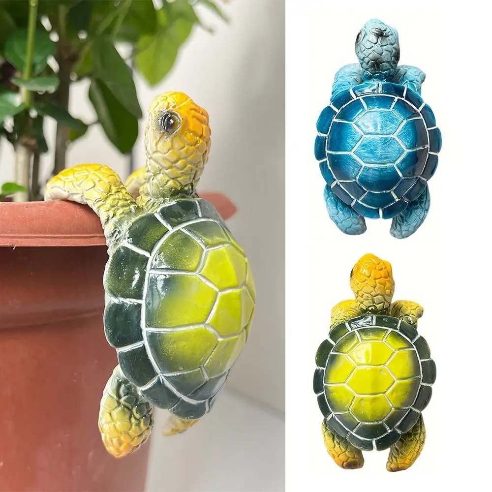 Gift Green Blue Flowerpot Hanging Decoration Resin Cartoon Cartoon Sea Turtle Figurines Resin Turtle Sculpture Yard Ornaments