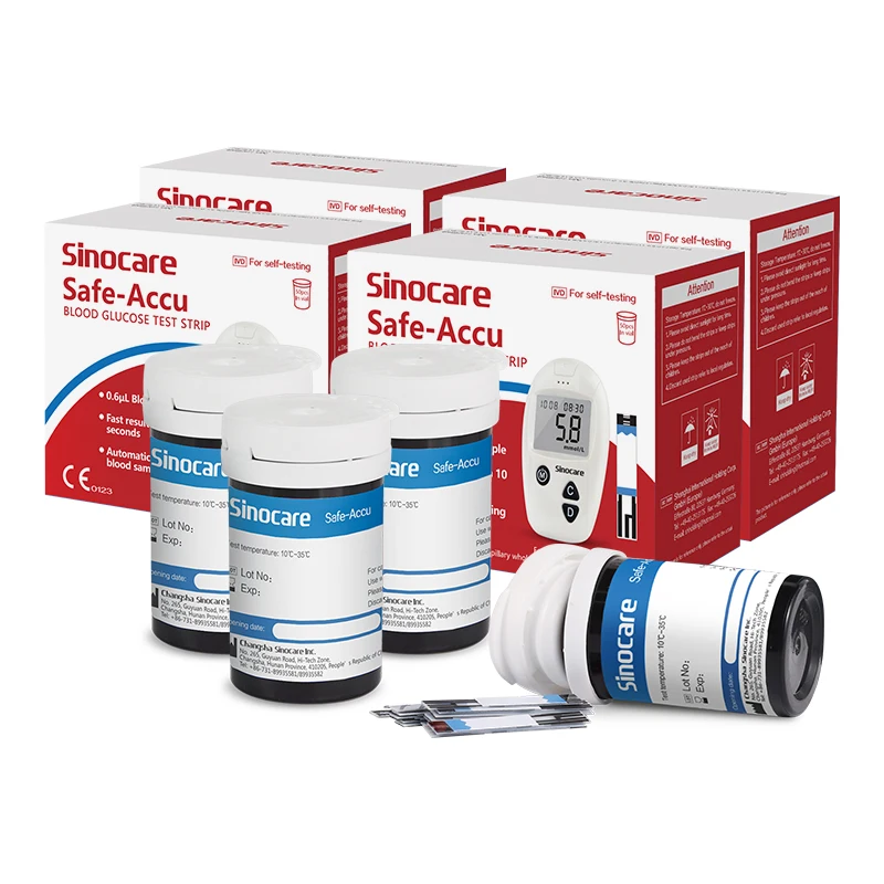 (200pcs/25pcs for Safe-Accu) Sinocare Blood Glucose Test Strips and Lancets for Diabetes Tester