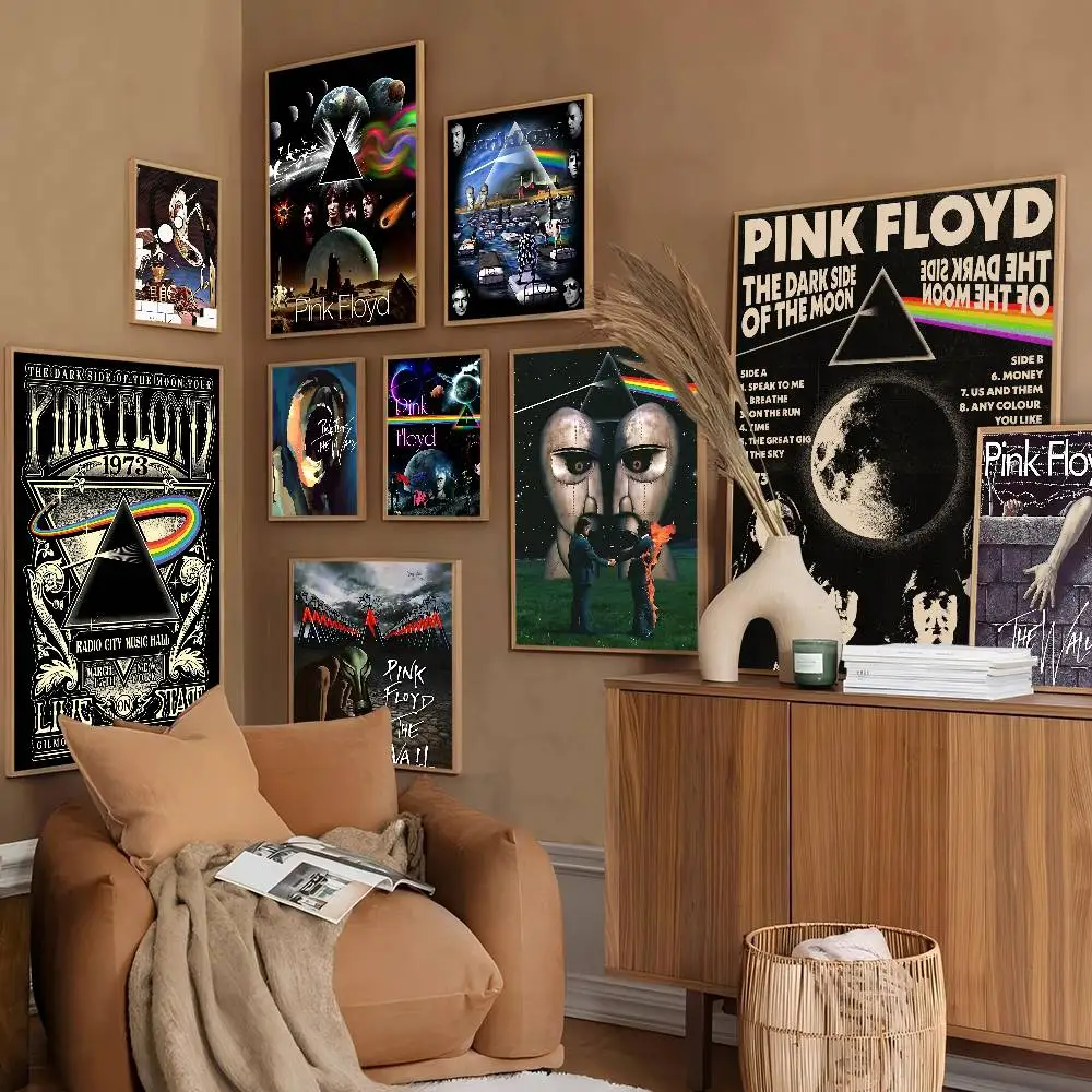 P-Pink-F-Floyds Rock Band Vintage Posters Sticky Vintage Room Home Bar Cafe Decor Kawaii Room Decor
