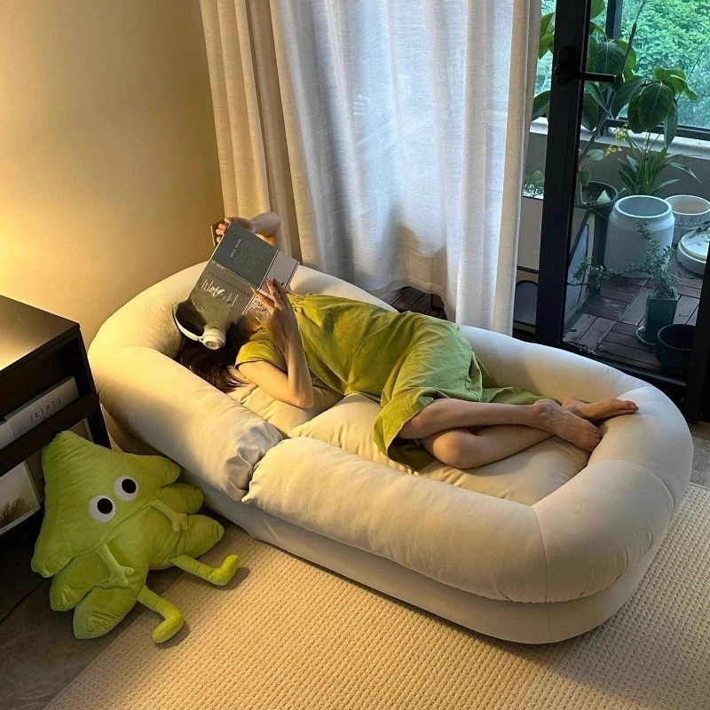 

Lazy sofa reclining sleeping double tatami folding balcony bedroom single sofa bed recliner