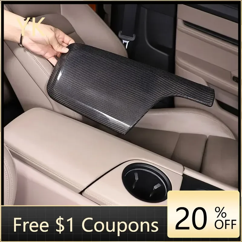 

Чехол на подлокотник автомобиля из настоящего углеродного волокна, украшение интерьера, автомобильные аксессуары для Porsche Taycan 2019-2025