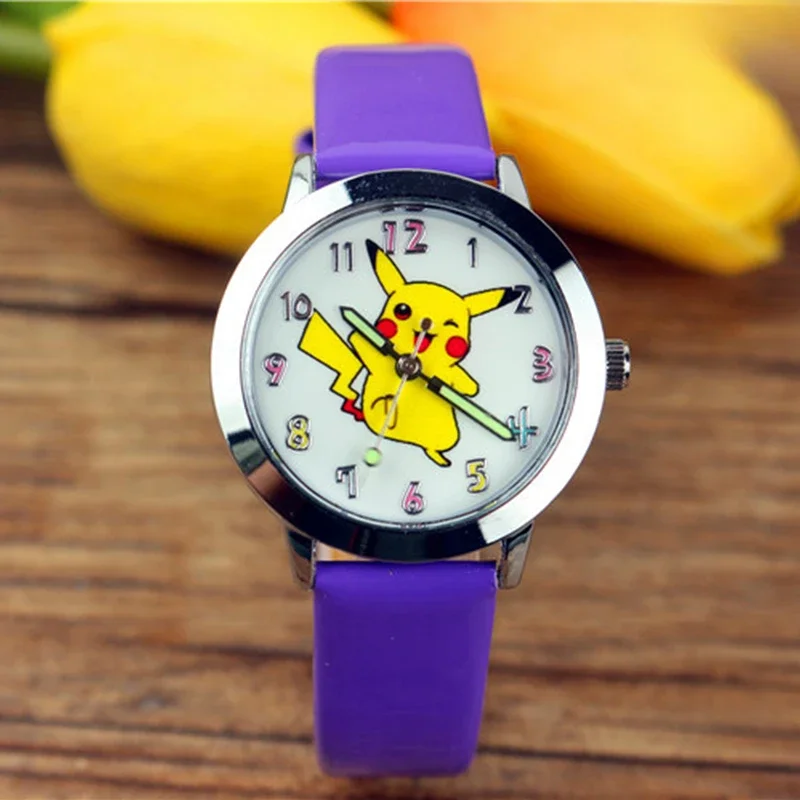 Pokemon Pikachu Cartoon Children Quartz Watch Anime Figure Wrist Watches Cute Boys Girls Sport Watch Christmas Birthday Gift