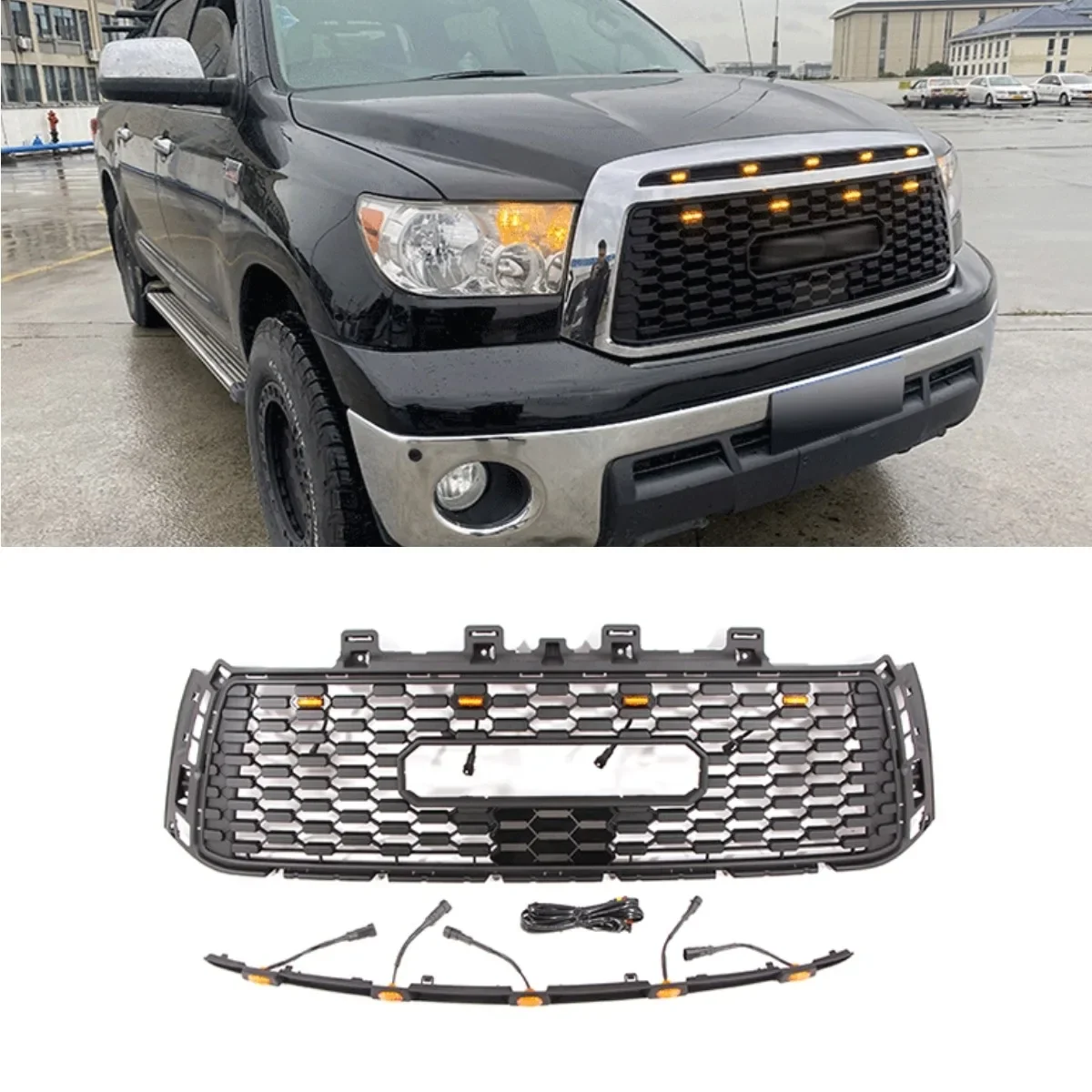 For TOYOTA Tundra Bumper Grill Light Bar Car Front Grille Grill Lights Exterior Part For TOYOTA Tundra 2006-2013 Car Accessories