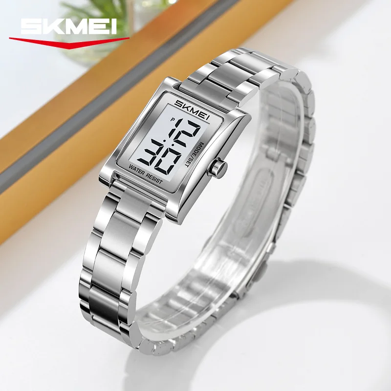 SKMEI 2569 Original Wristwatch Full Steel Band Electronic Watch for Women Clock Bracelet Gifts Digital Mini Watches Luxury Male