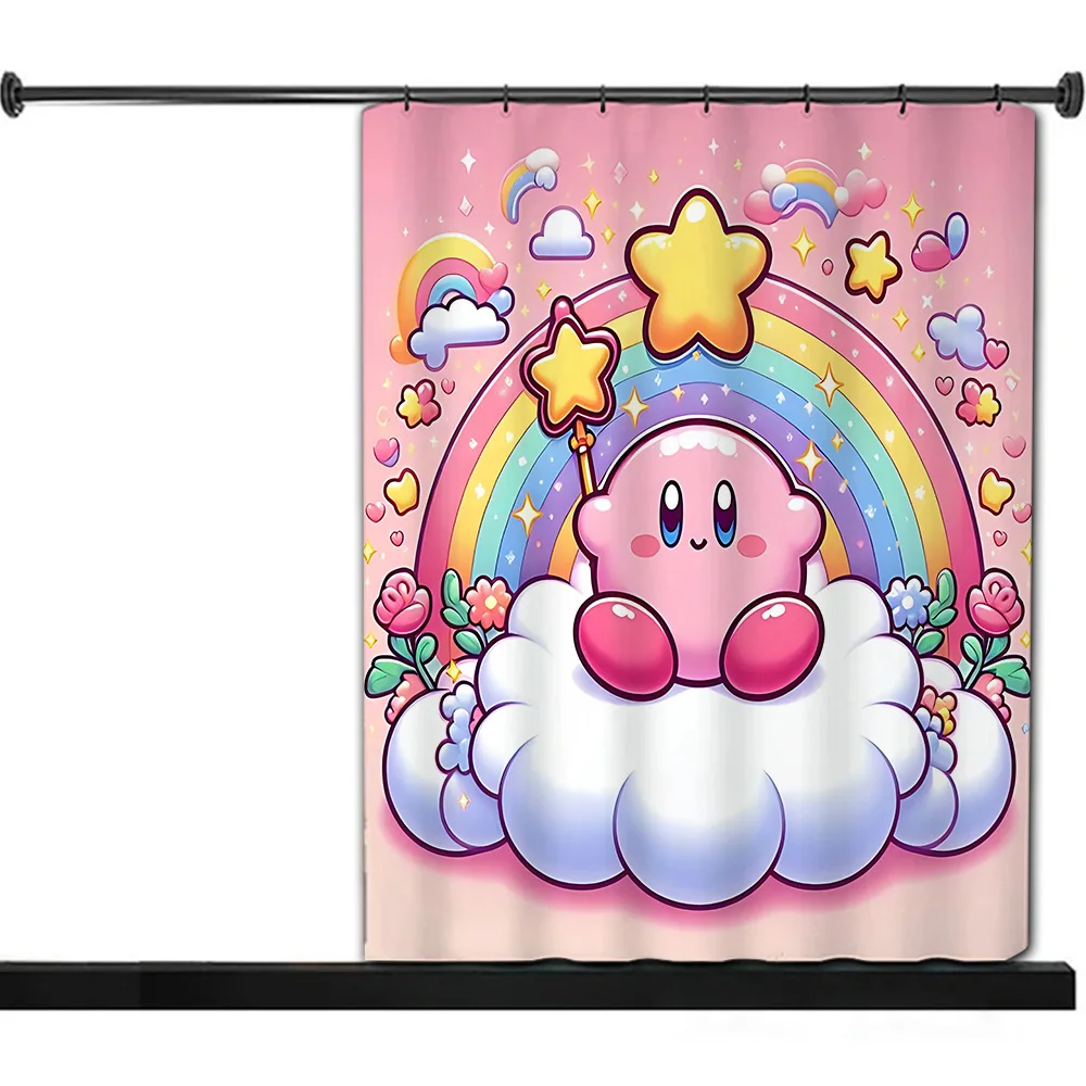 Cute Kirbys Shower Curtain Waterproof Polyester Fabric Paint Colorful Bath Curtains Home Bathroom Decor Curtain With Hook