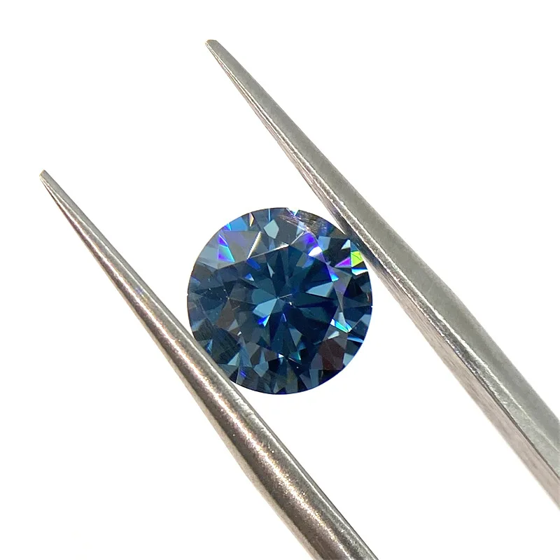 

Blue Color VVS1 Round Moissanite Diamond Bead Certified Gra Moissanite Loose Stone Pass Tester for Diy Jewelry Making Ring