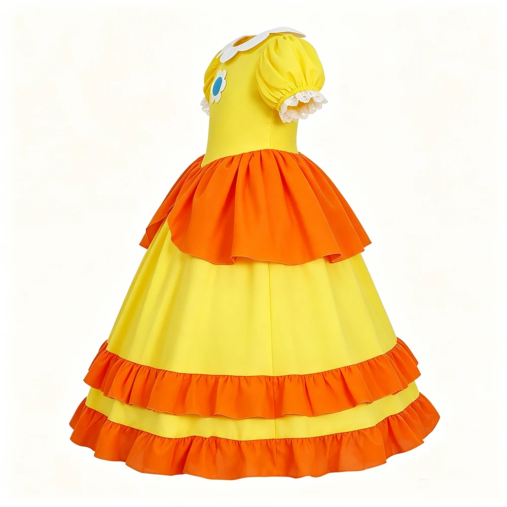 Daisy Kostüm Mädchen Gelbes Mehrlagiges Tüllkleid Kinder Halloween Karneval Geburtstagsfeier Prinzessinnenkleid 3 4 5 6 7 8 Jahre – Detail 4
