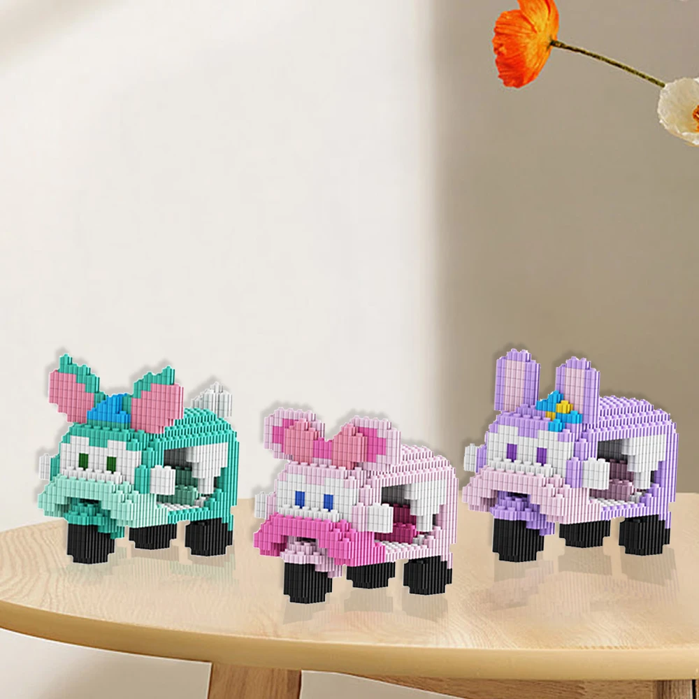 New Cartoon Animal Three-Wheeler Building Blocks Model Children's Assembly Toys for Birthdays Gifts Decorate Desktop Ornaments