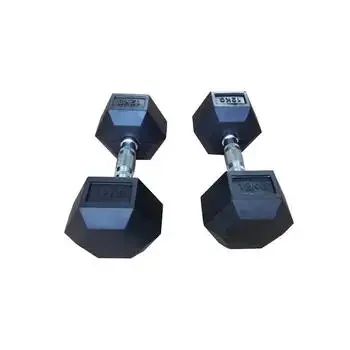 Gym Cheap Rubber Coated 5 Pound Dumbells 20kg Black Free Weights Hexagonal Dumbbell Set 15 kg