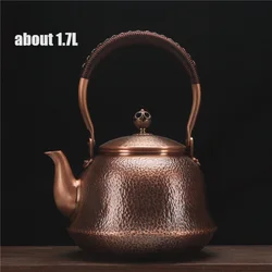 handmade Hammer strike pattern copper teapot thickened uncoated boiling kettle